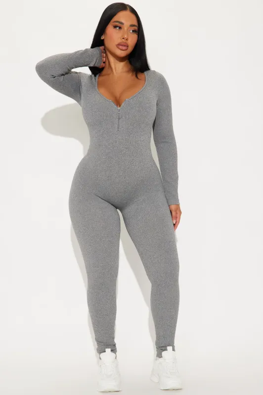 Sonaya Seamless Jumpsuit - Charcoal sold by Fashion Nova