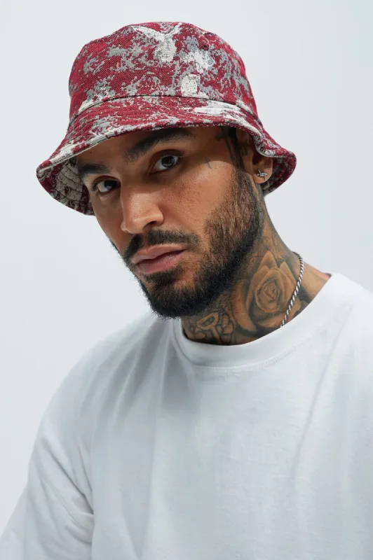 Non Negotiable Tapestry Bucket Hat - Red sold by Fashion Nova