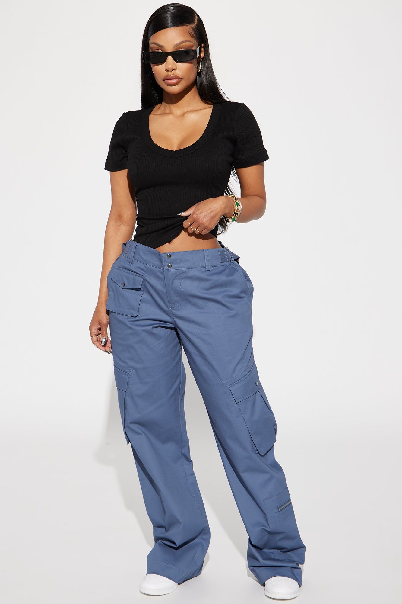 Flying High Cargo Pant - Slate Blue sold by Fashion Nova