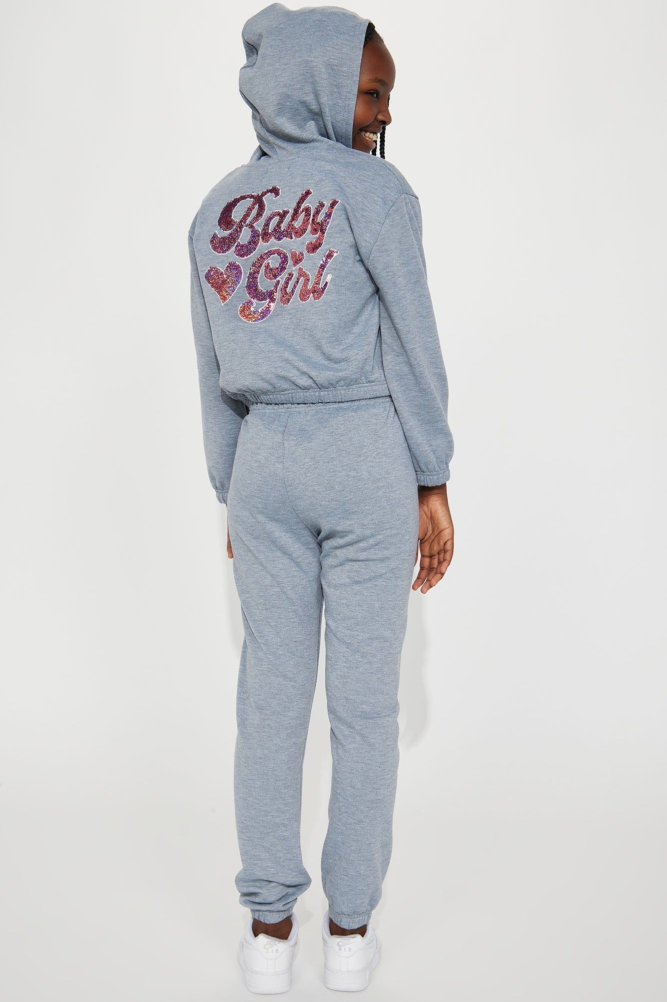 Mini Baby Girl Fleece Jogger Set - Heather Grey sold by Fashion Nova product image thumbnail 4