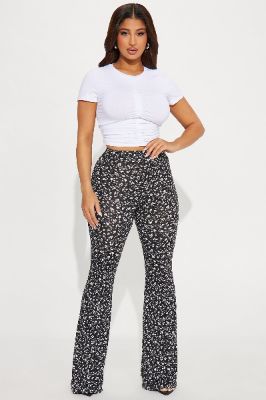 Don't You Worry Flare Pant - Black/combo sold by Fashion Nova