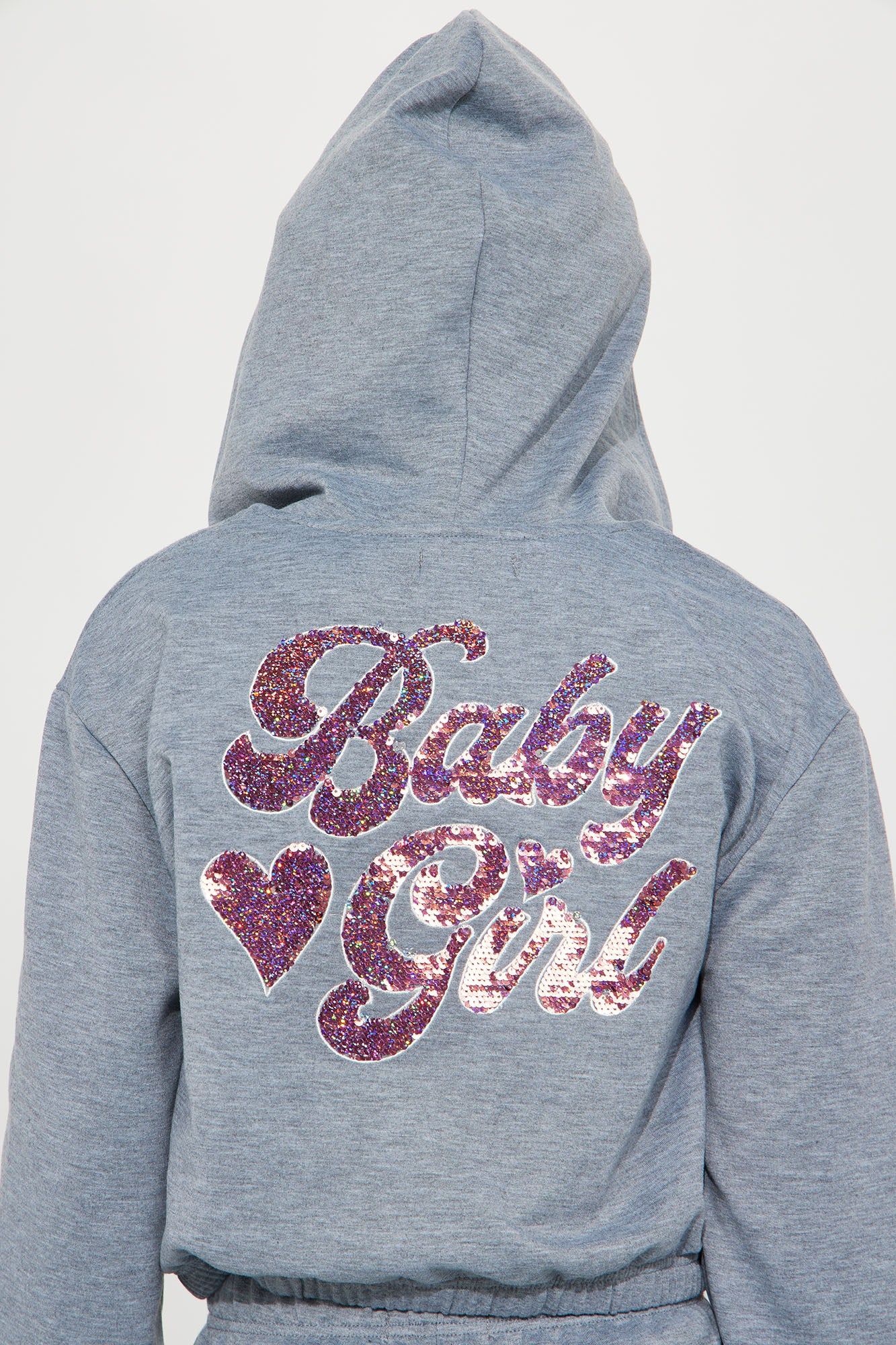 Mini Baby Girl Fleece Jogger Set - Heather Grey sold by Fashion Nova product image thumbnail 3