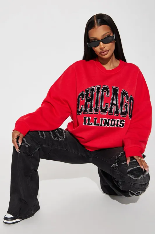 Chicago Crew Neck Sweatshirt - Red sold by Fashion Nova