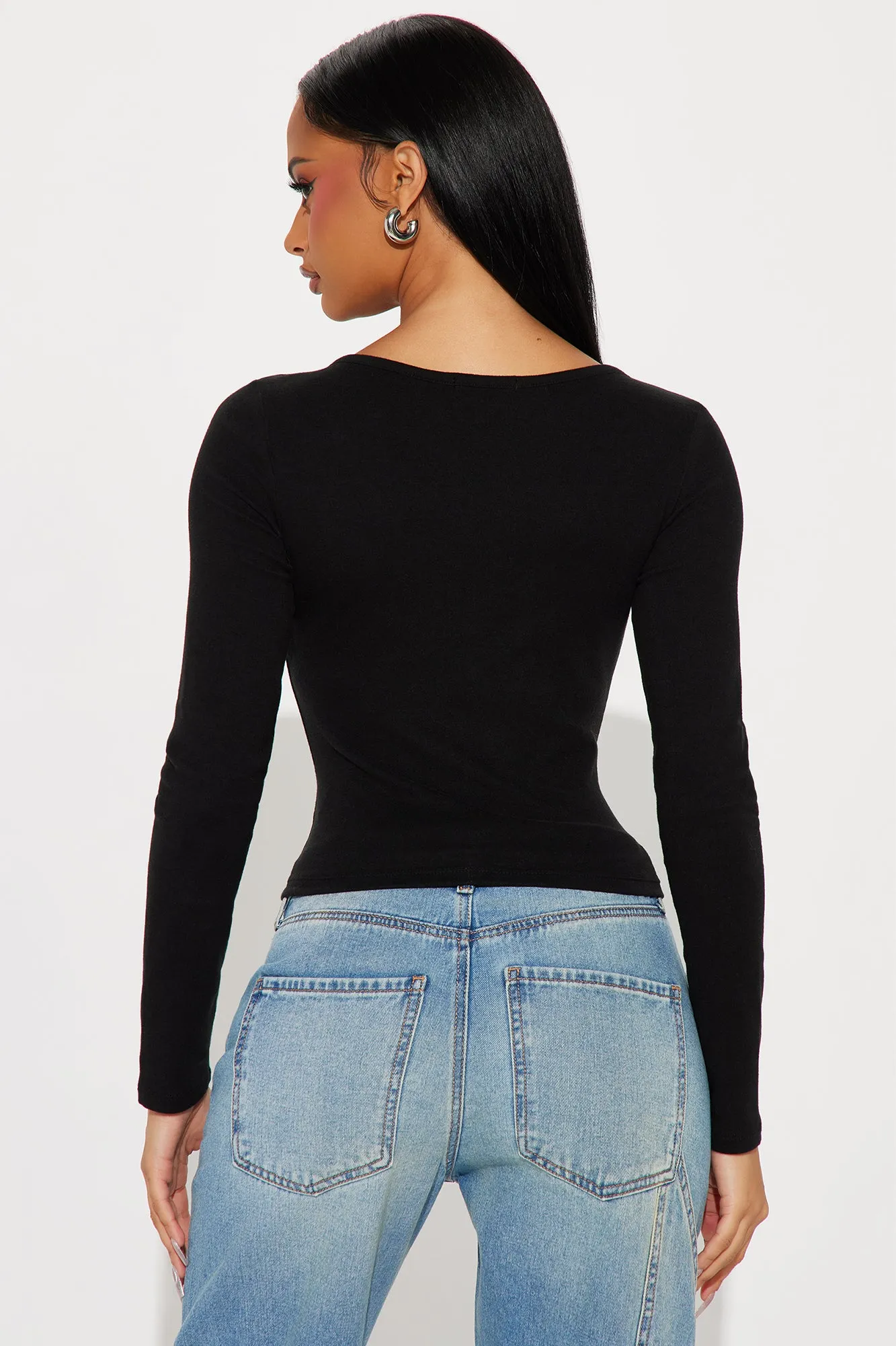 Hannah Henley Top - Black sold by Fashion Nova product image thumbnail 3