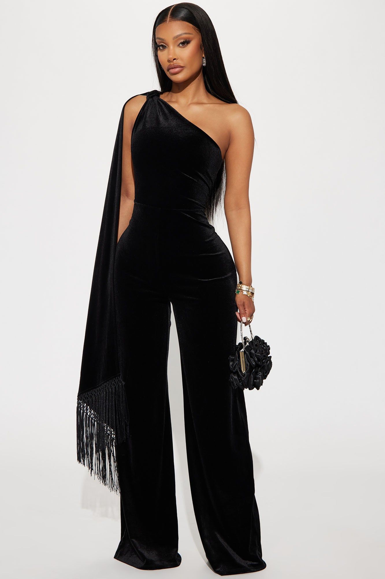 Fashion Fusion Velvet Jumpsuit - Black sold by Fashion Nova