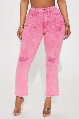 Stay In The Moment Stretch Mom Jean - Pink sold by Fashion Nova