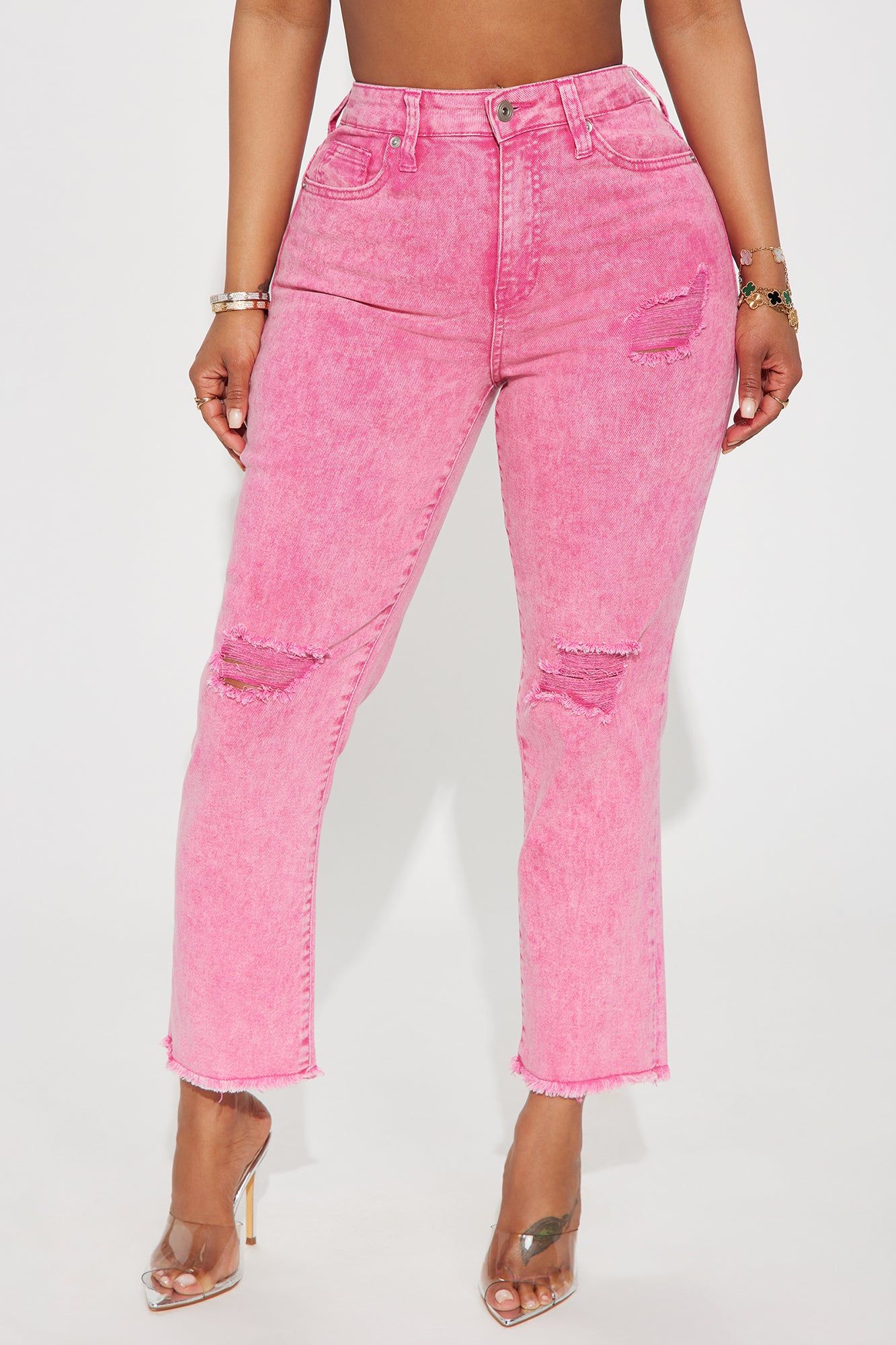 Stay In The Moment Stretch Mom Jean - Pink sold by Fashion Nova