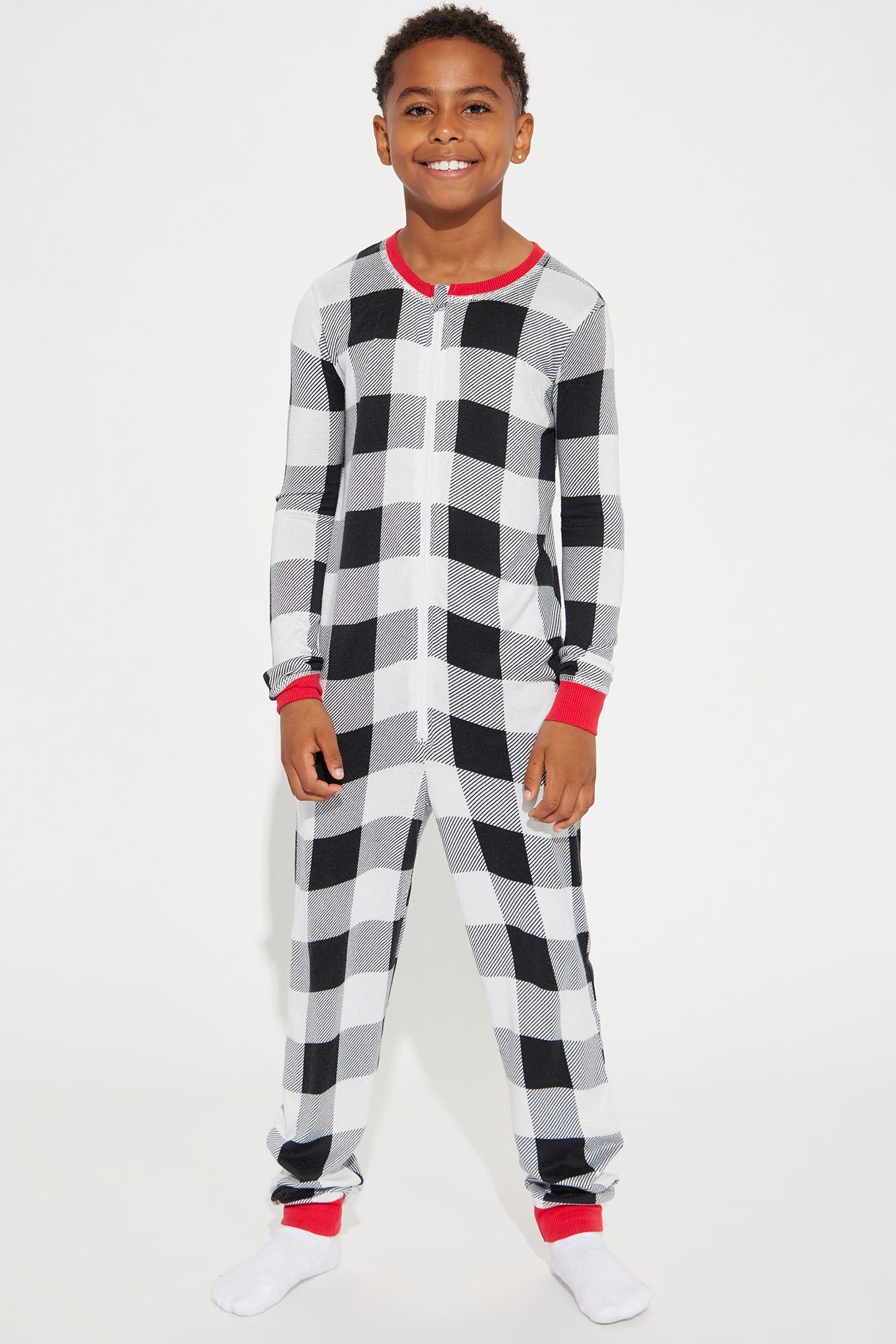 Mini Issa Snow Ball Fight Holiday PJ Jumpsuit Onesie - Black/White sold by Fashion Nova product image thumbnail 5