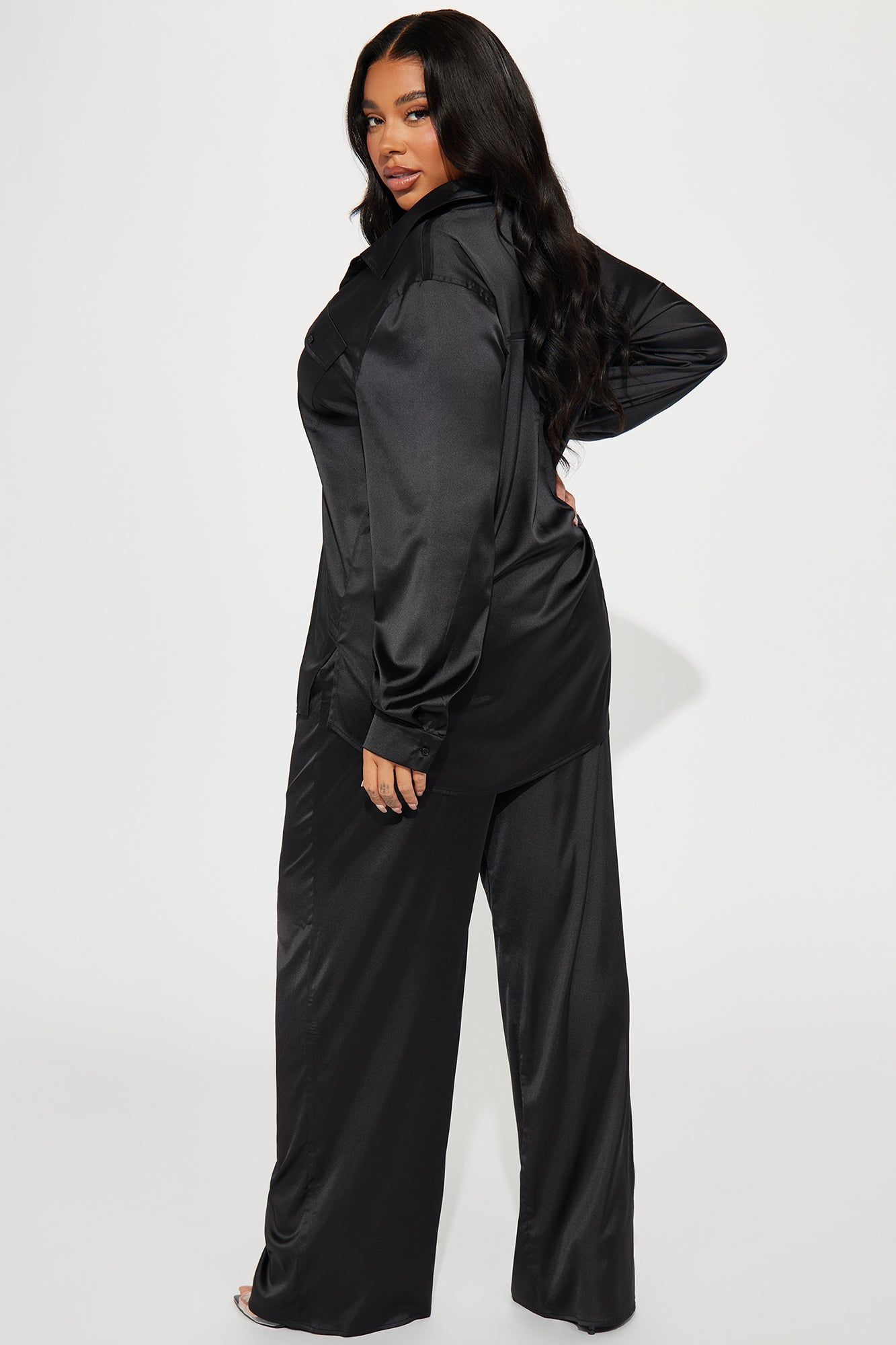 Mila Satin Pant Set - Black sold by Fashion Nova product image thumbnail 6