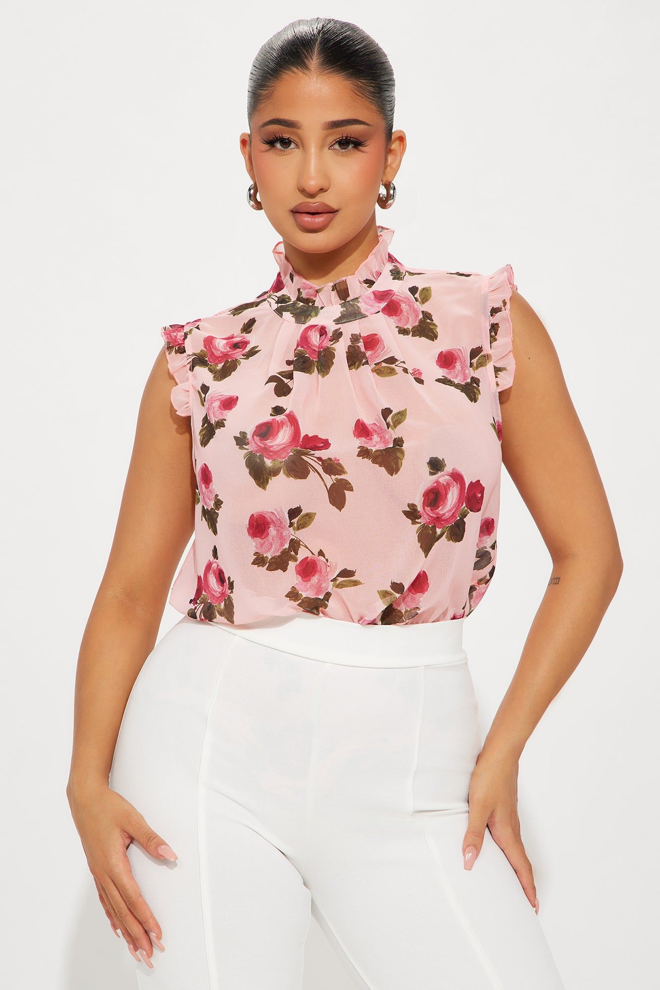 Rosie Floral Blouse Top - Pink/combo sold by Fashion Nova