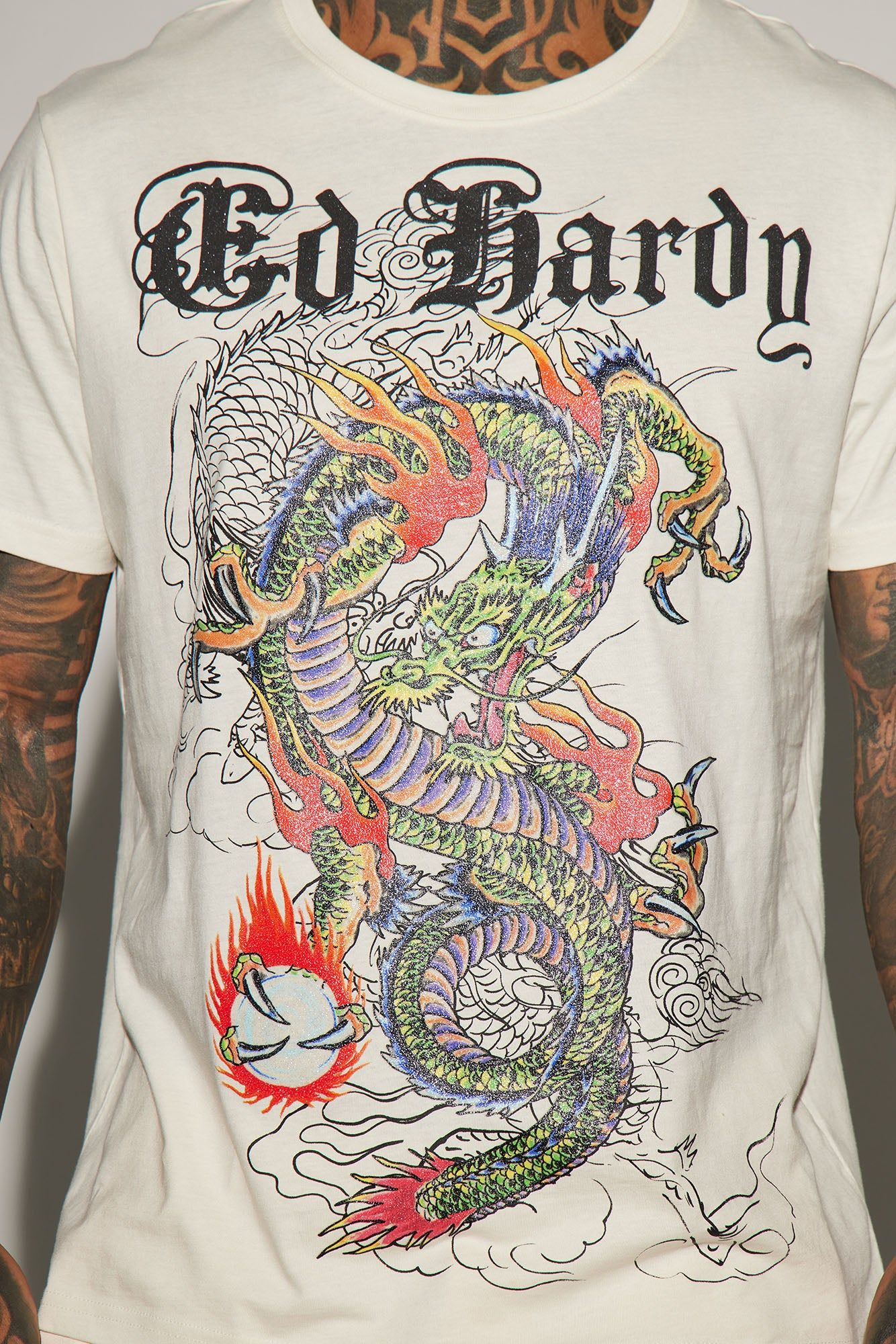 Ed Hardy Dragon Short Sleeve Tee - Ivory sold by Fashion Nova product image thumbnail 3