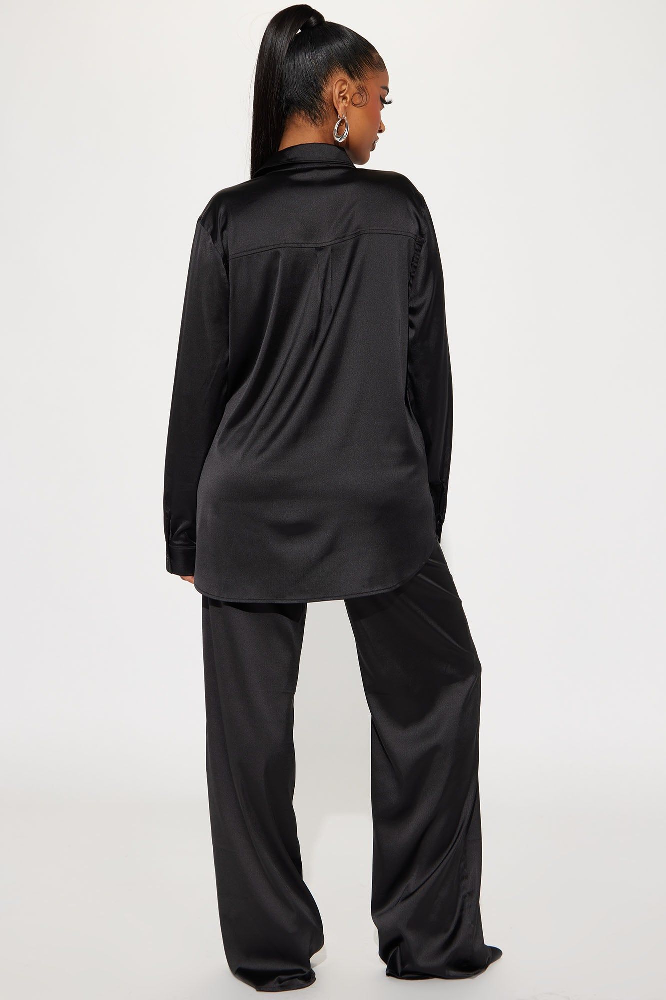 Mila Satin Pant Set - Black sold by Fashion Nova product image thumbnail 3