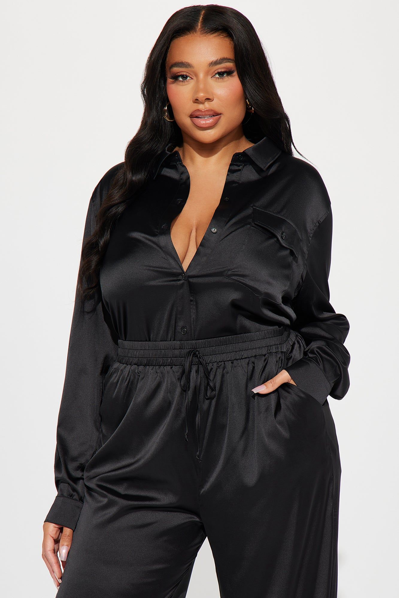 Mila Satin Pant Set - Black sold by Fashion Nova product image thumbnail 5