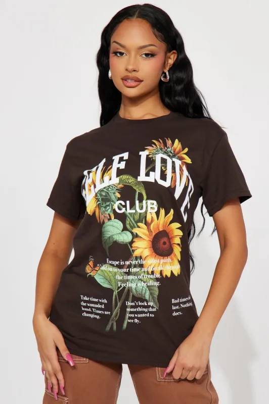 Self Love Club Sunflower Tshirt - Brown sold by Fashion Nova
