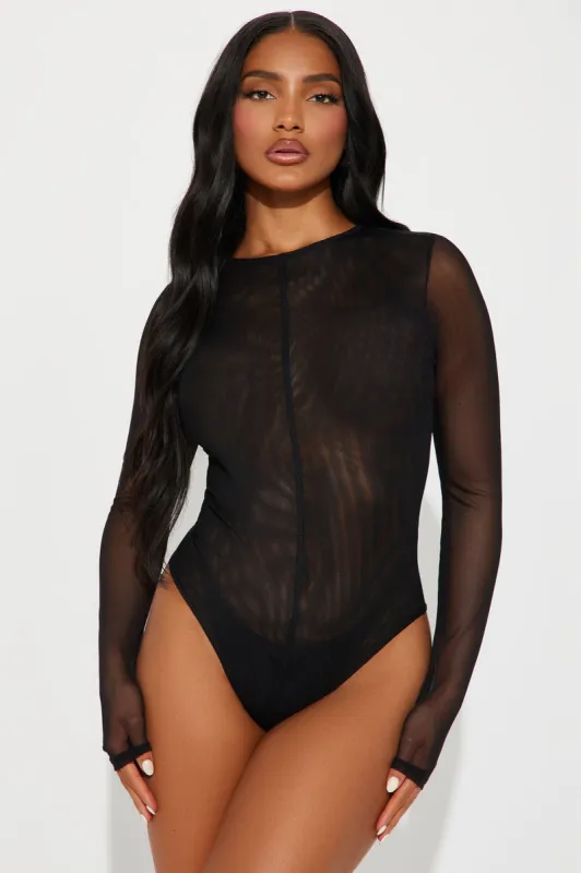 See Through You Mesh Bodysuit - Black sold by Fashion Nova