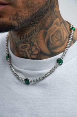 Gemmed Out Necklace - Silver/Green sold by Fashion Nova