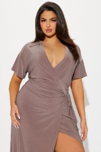 Noa Maxi Wrap Dress - Mocha sold by Fashion Nova