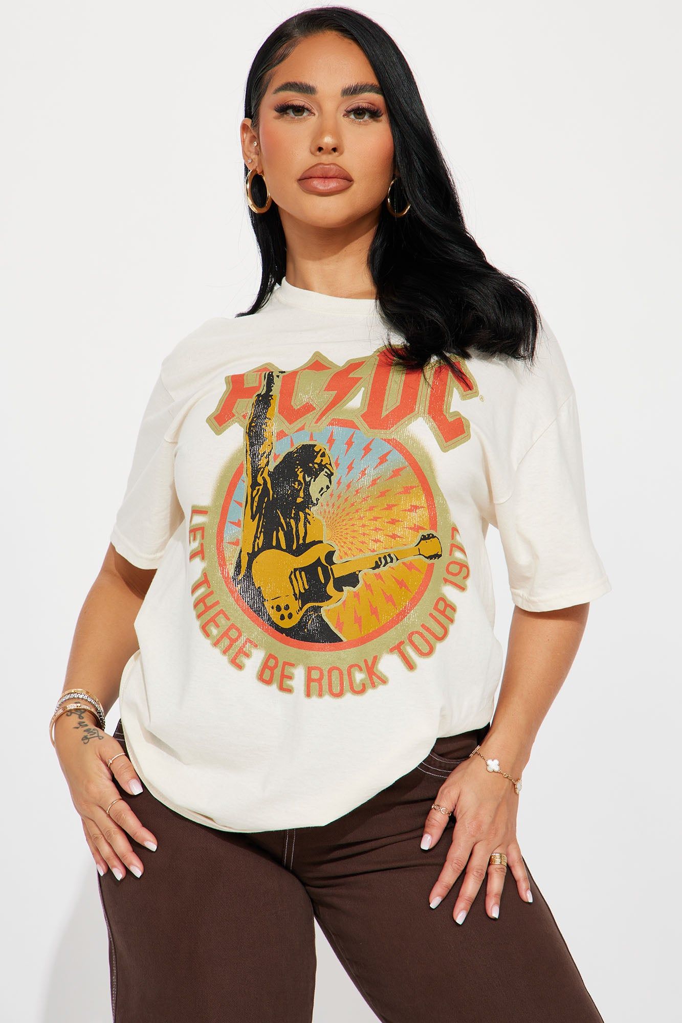 ACDC Let There Be Rock Graphic Tee - Cream sold by Fashion Nova