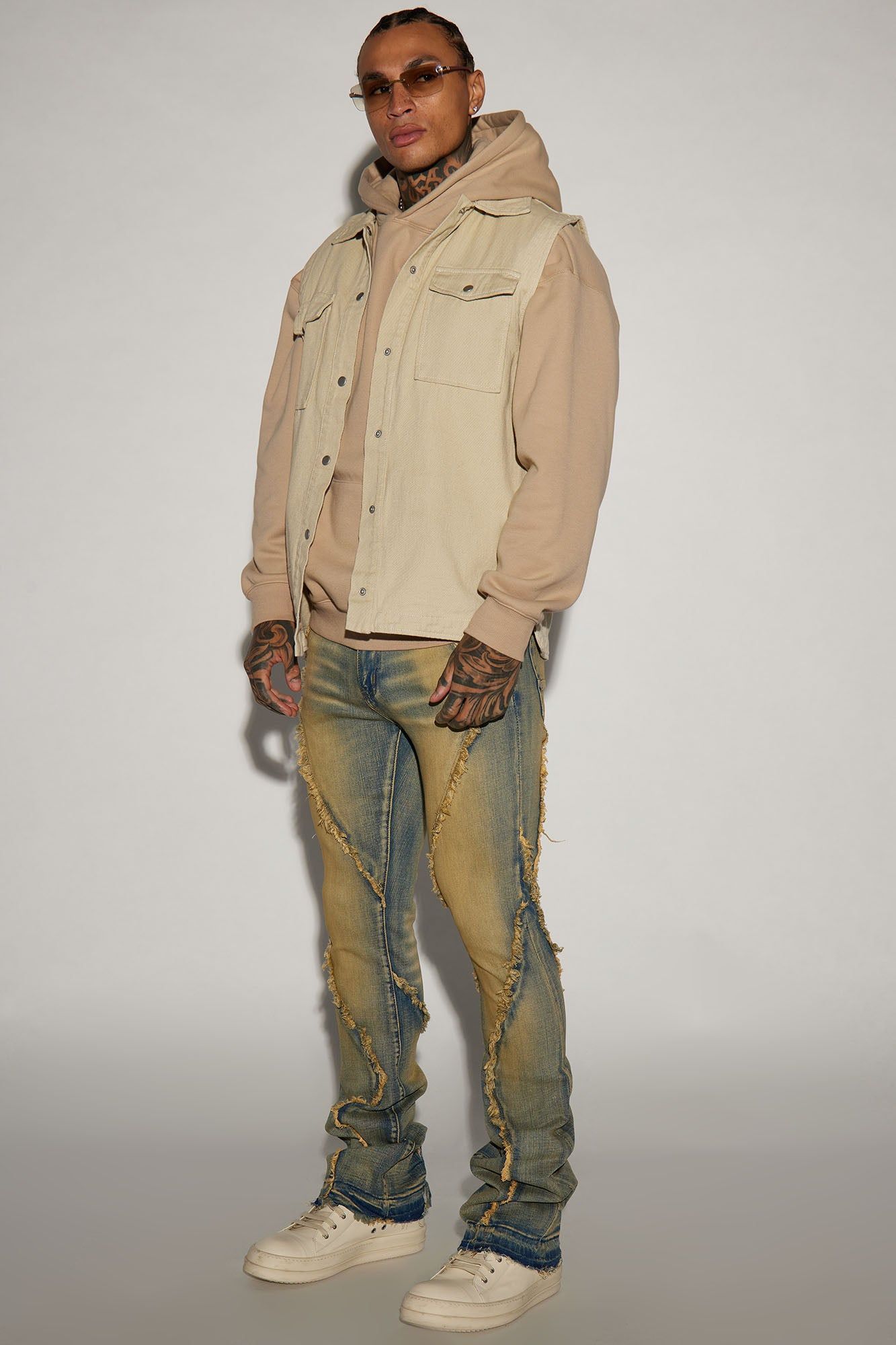 Want To Fray Stacked Skinny Flare Jeans - Vintage Blue Wash sold by Fashion Nova product image thumbnail 2