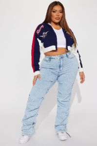 Catch My Vibe Stacked Straight Leg Jeans - Acid Wash Blue sold by Fashion Nova
