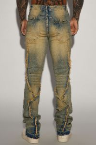Want To Fray Stacked Skinny Flare Jeans - Vintage Blue Wash sold by Fashion Nova