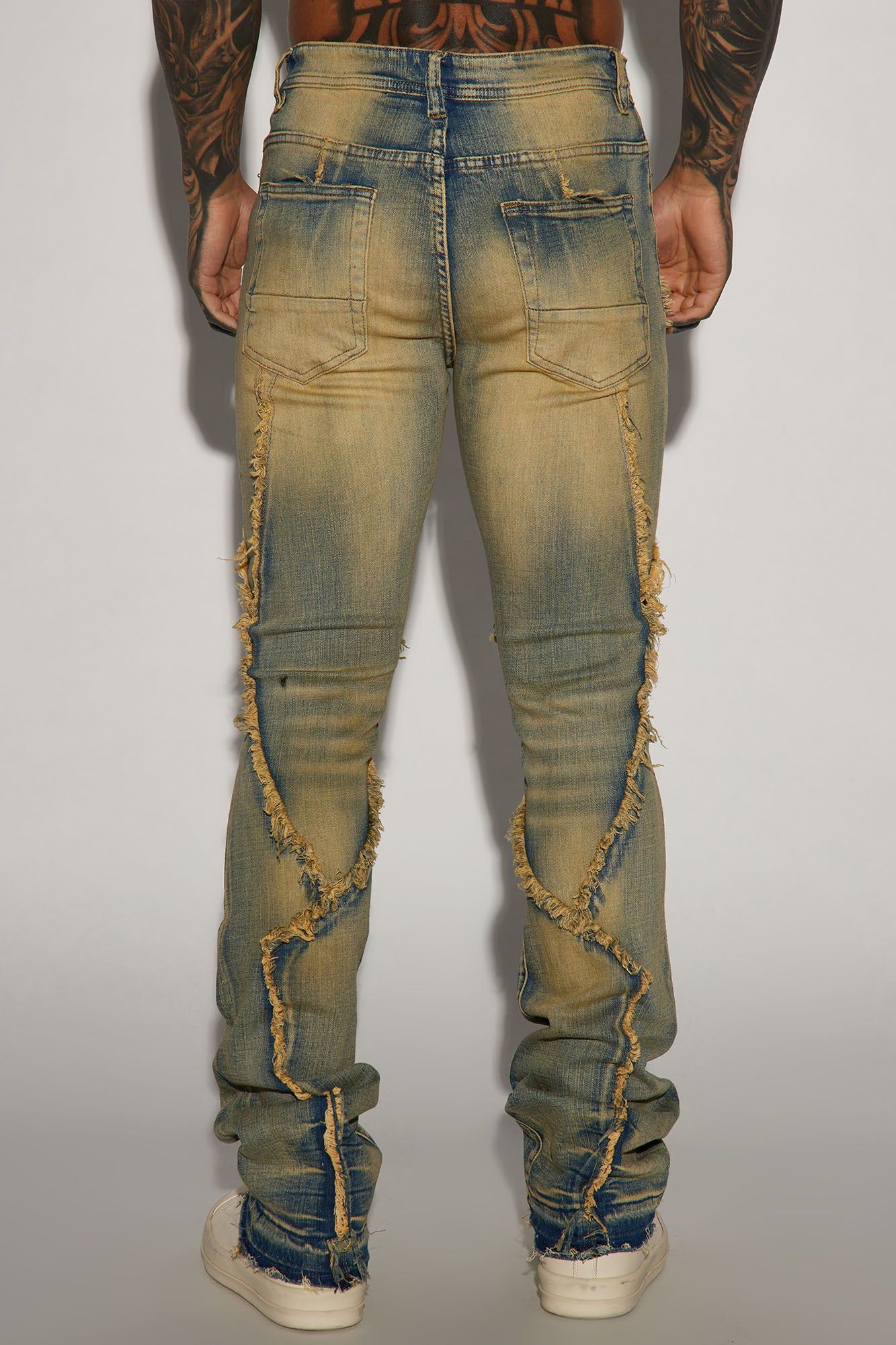 Want To Fray Stacked Skinny Flare Jeans - Vintage Blue Wash sold by Fashion Nova product image thumbnail 4
