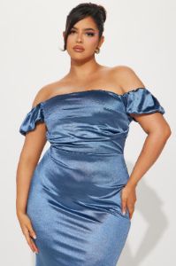 Chevelle Off Shoulder Gown - Teal sold by Fashion Nova