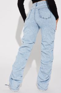 Catch My Vibe Stacked Straight Leg Jeans - Acid Wash Blue sold by Fashion Nova