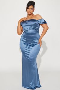 Chevelle Off Shoulder Gown - Teal sold by Fashion Nova