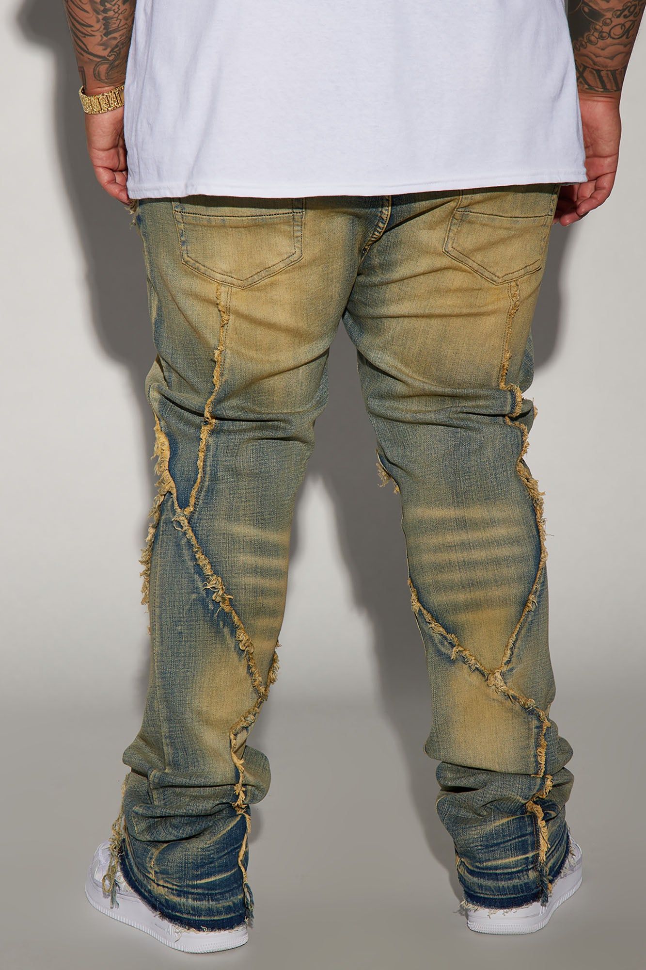 Want To Fray Stacked Skinny Flare Jeans - Vintage Blue Wash sold by Fashion Nova product image thumbnail 6