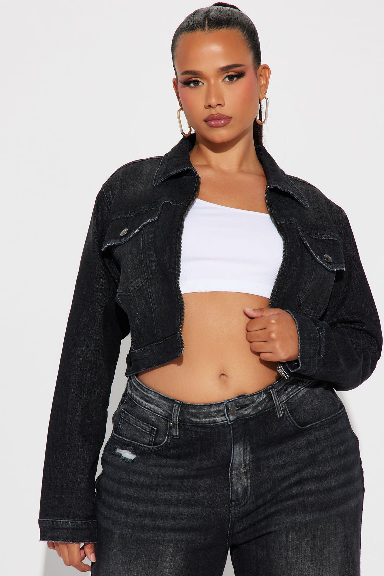 Astrid Stretch Denim Jacket - Black Wash sold by Fashion Nova product image thumbnail 5