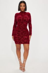 Vivian Velvet Mini Dress - Wine sold by Fashion Nova