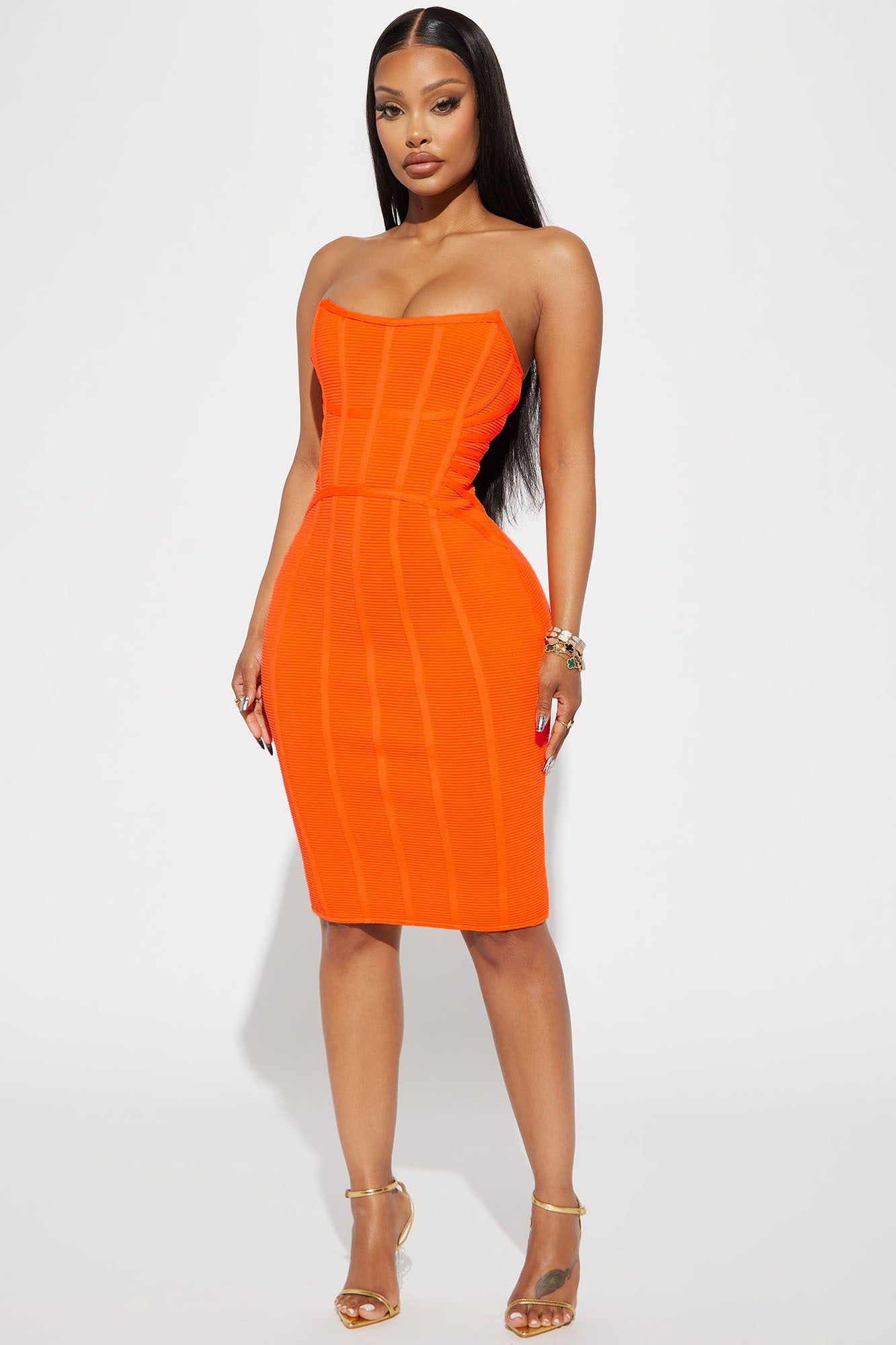 Bangkok Bandage Midi Dress - Orange sold by Fashion Nova