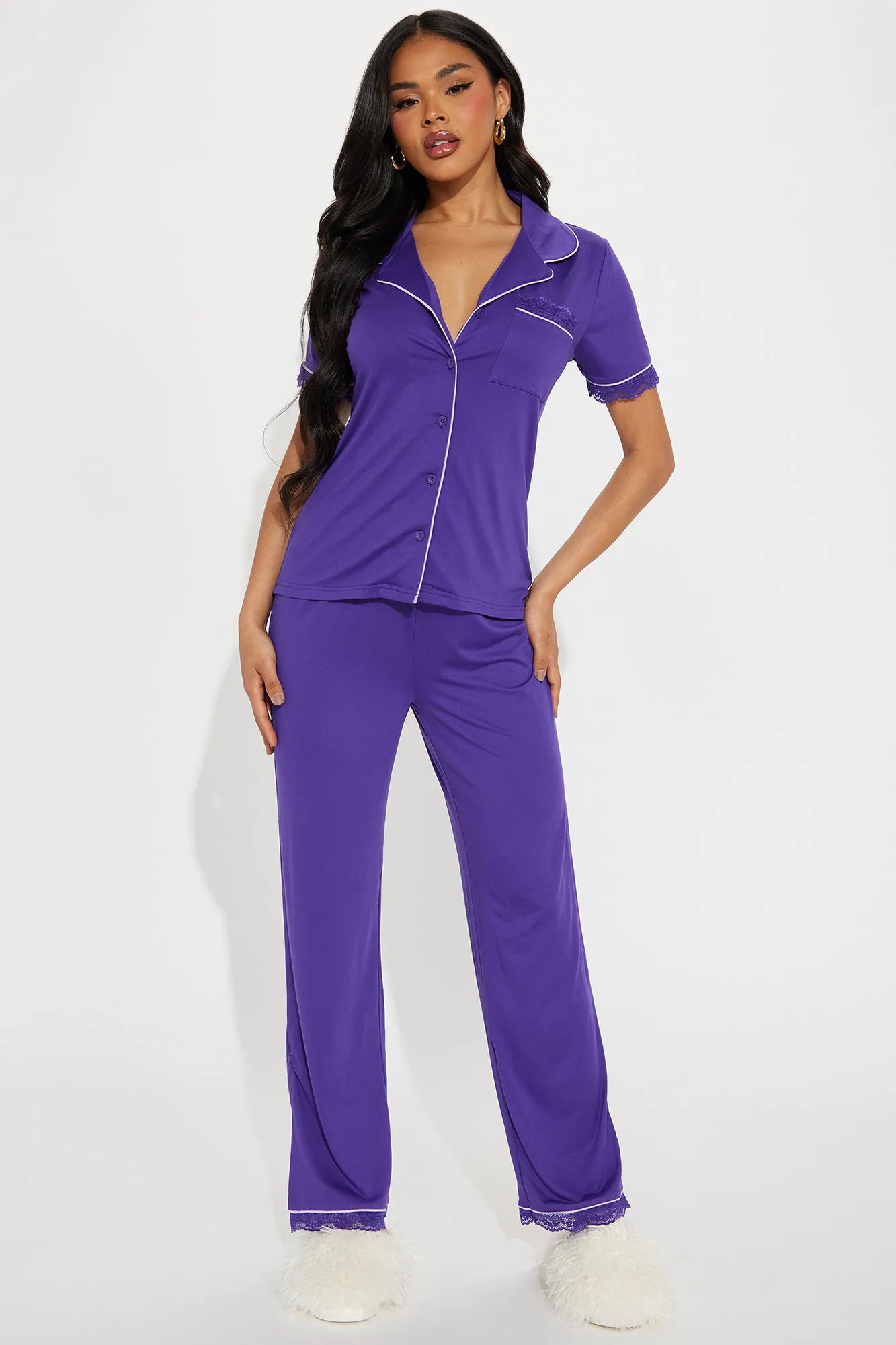 Feeling Pretty PJ Pant Set - Purple sold by Fashion Nova