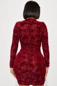 Vivian Velvet Mini Dress - Wine sold by Fashion Nova