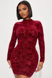 Vivian Velvet Mini Dress - Wine sold by Fashion Nova