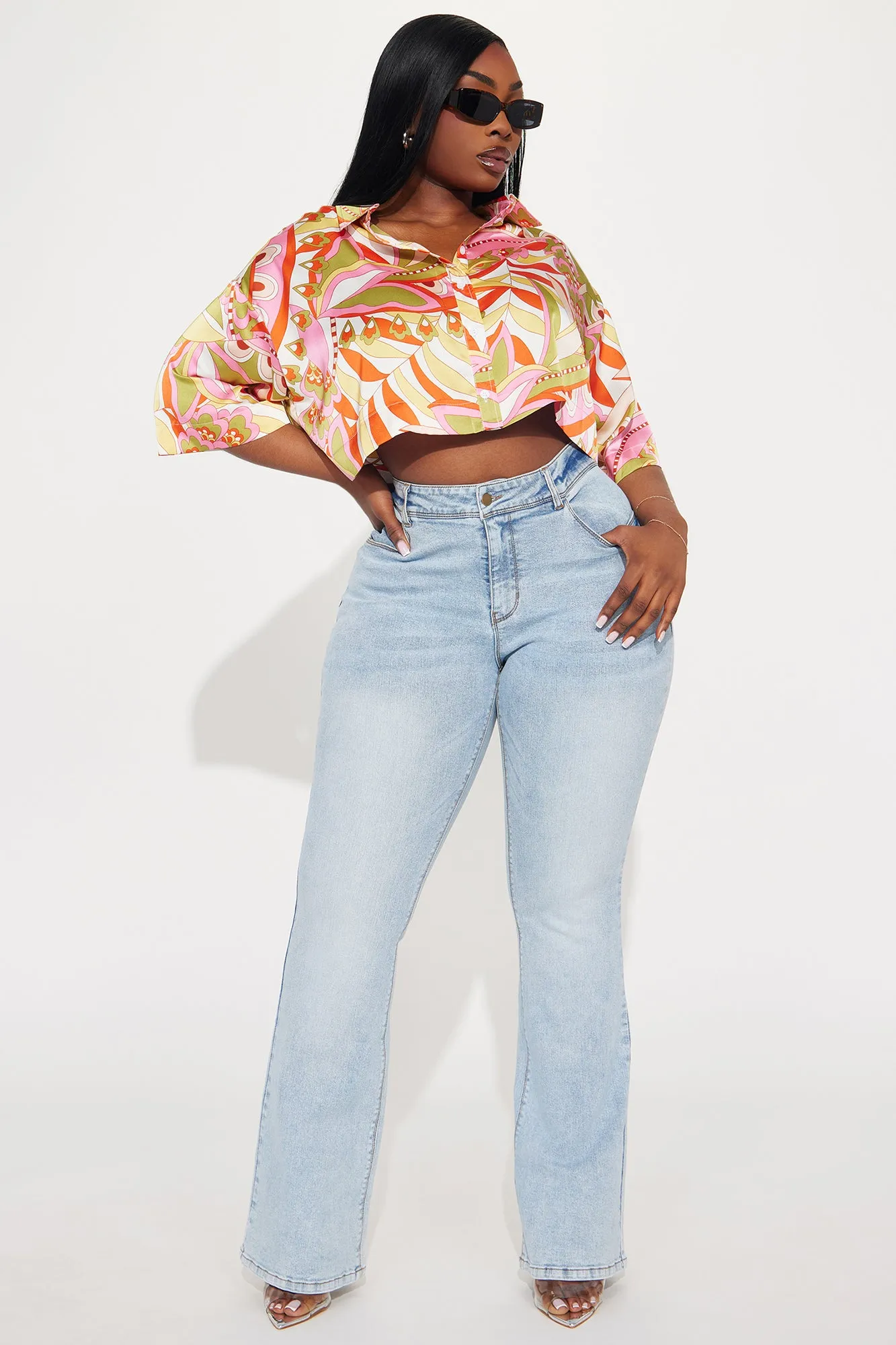 Summer Heat Satin Shirt - Ivory/combo sold by Fashion Nova product image thumbnail 5