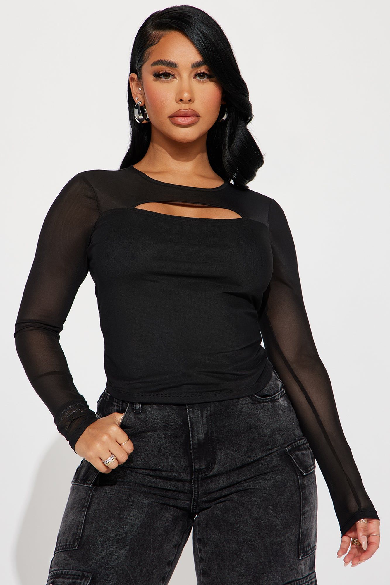 Maisey Mesh Top - Black sold by Fashion Nova