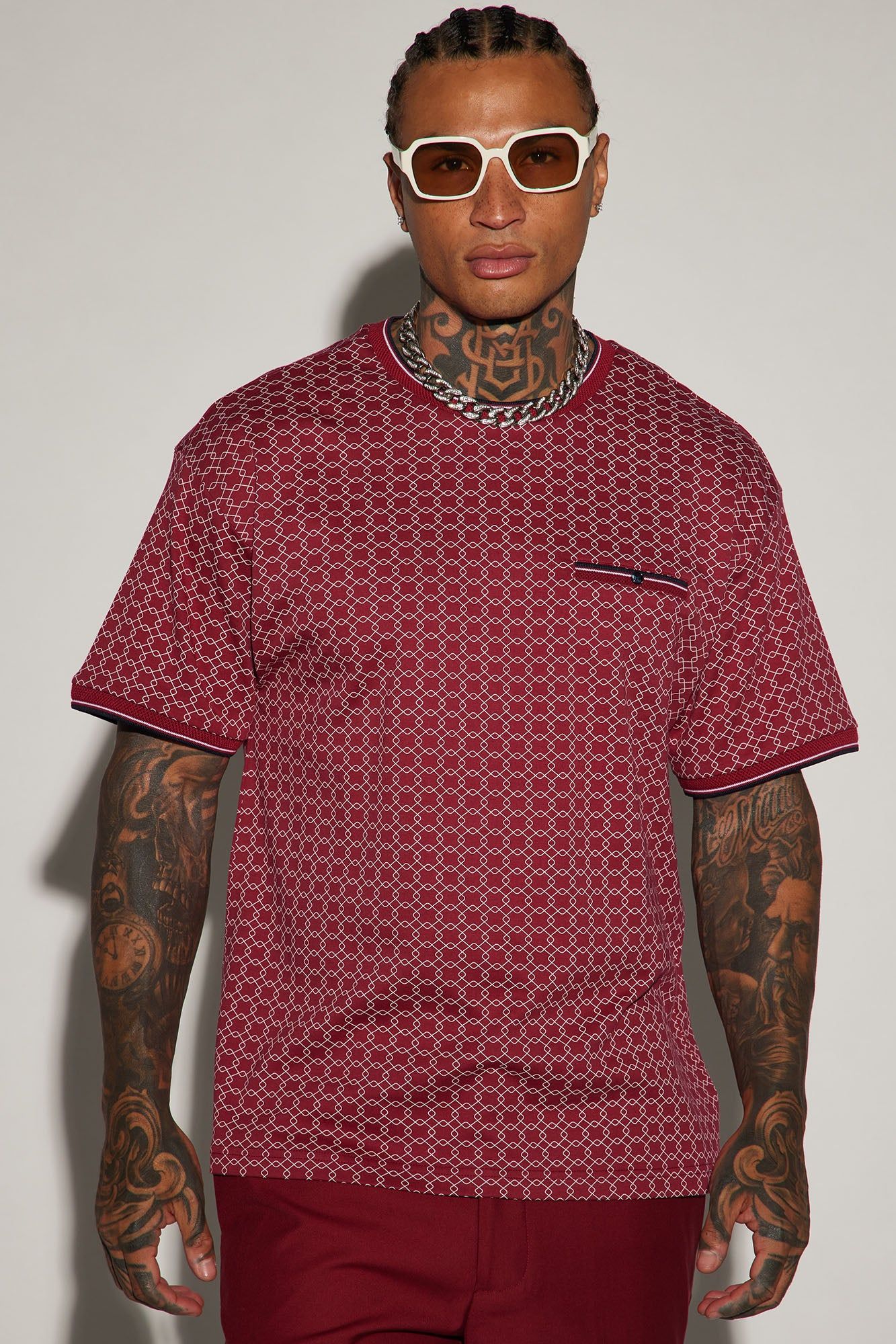 Grindin Short Sleeve Tee - Burgundy sold by Fashion Nova