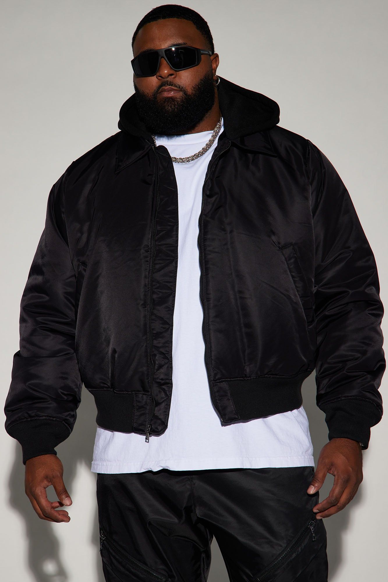 Can't Replace Nylon Hooded Bomber Jacket - Black sold by Fashion Nova product image thumbnail 4