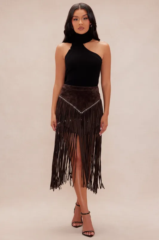 Suede Nashville Mini Skirt - Brown sold by Fashion Nova