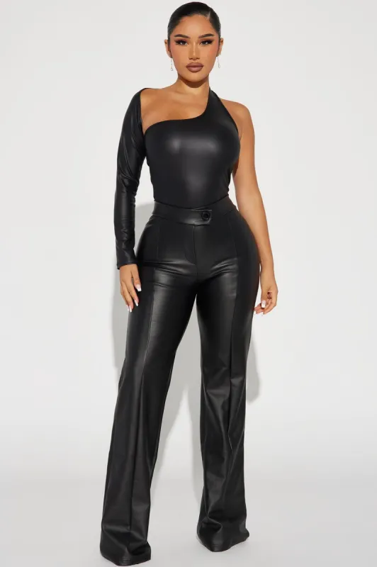 Call It Even Faux Leather Dress Pants - Black made by Fashion Nova