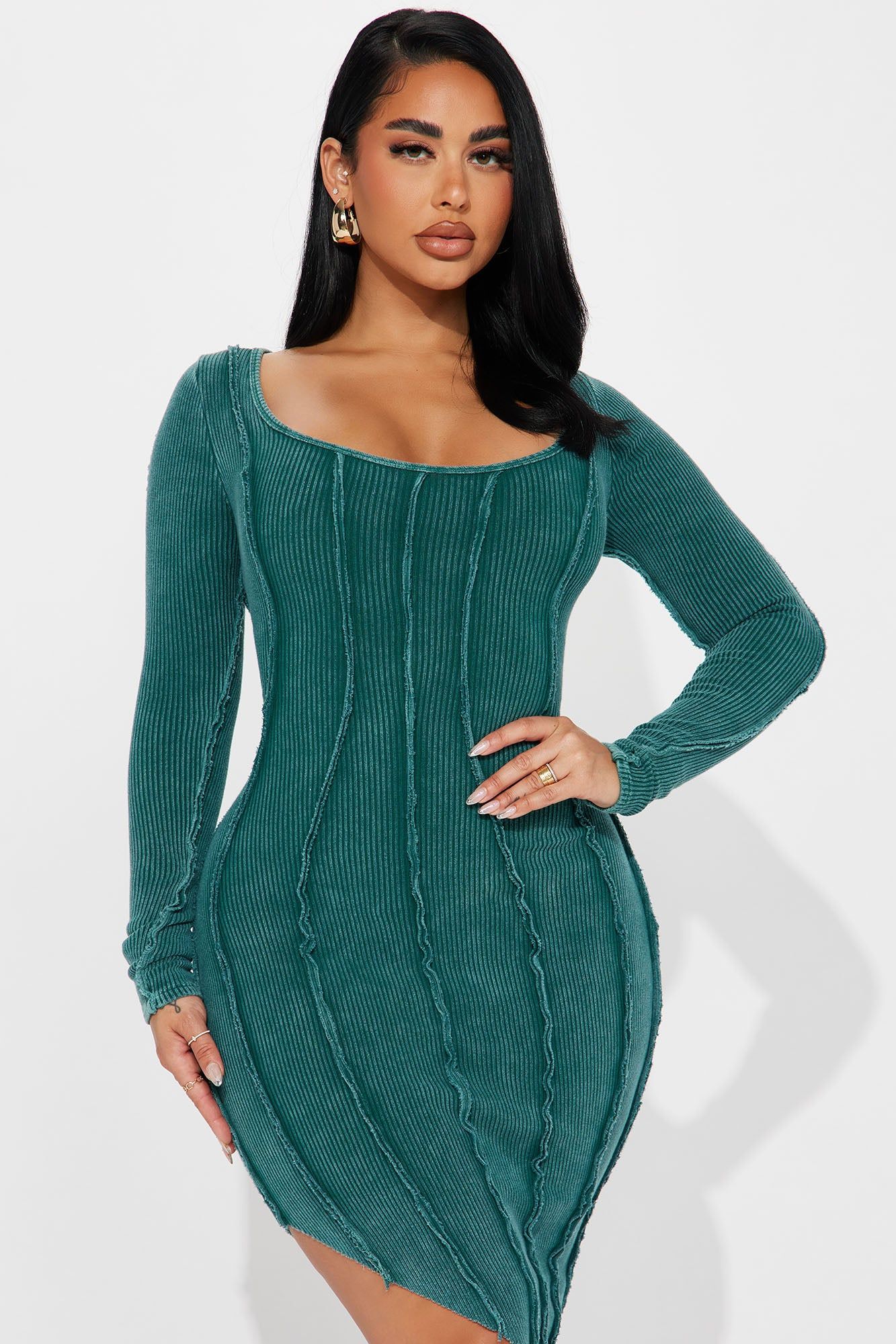 Celeste Ribbed Midi Dress - Teal sold by Fashion Nova product image thumbnail 2