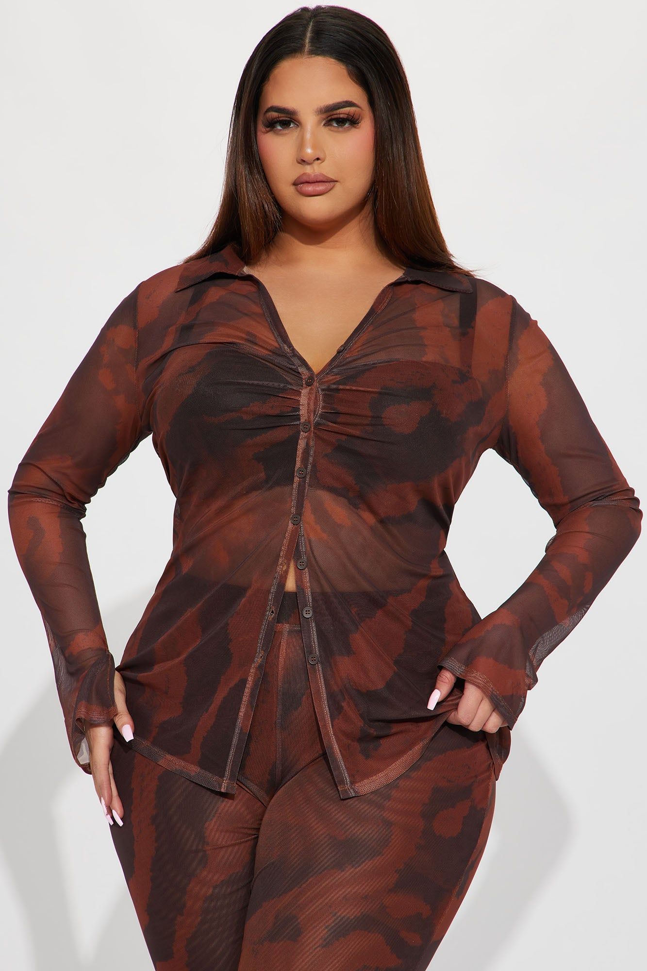 Carolina Mesh Pant Set - Brown sold by Fashion Nova product image thumbnail 5