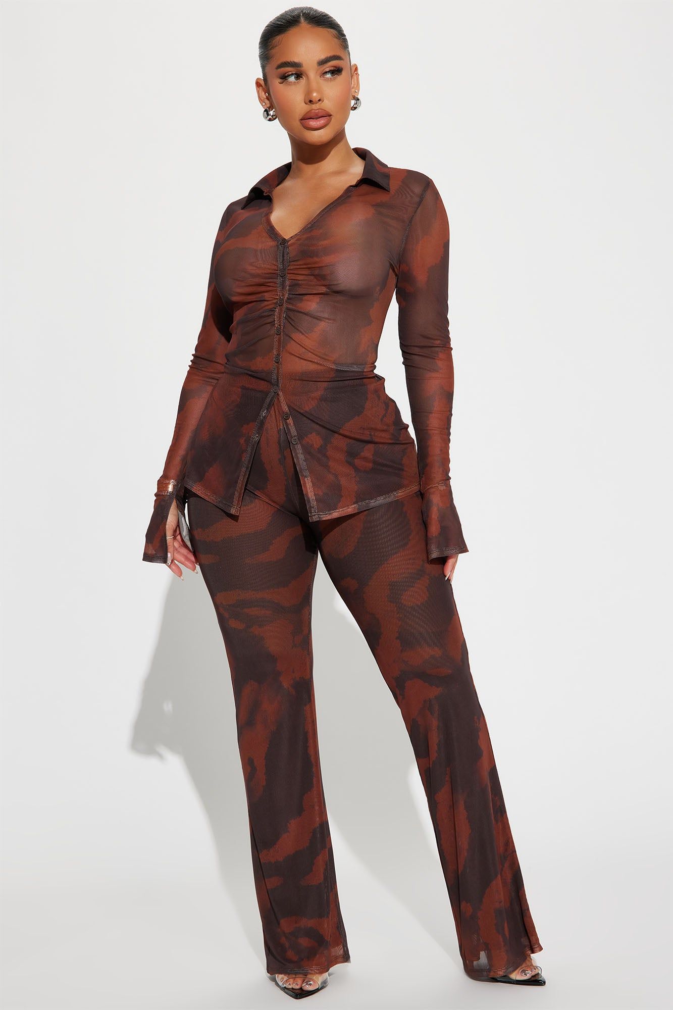 Carolina Mesh Pant Set - Brown sold by Fashion Nova