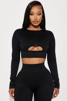 Dazani Cut Out Active Top - Black sold by Fashion Nova