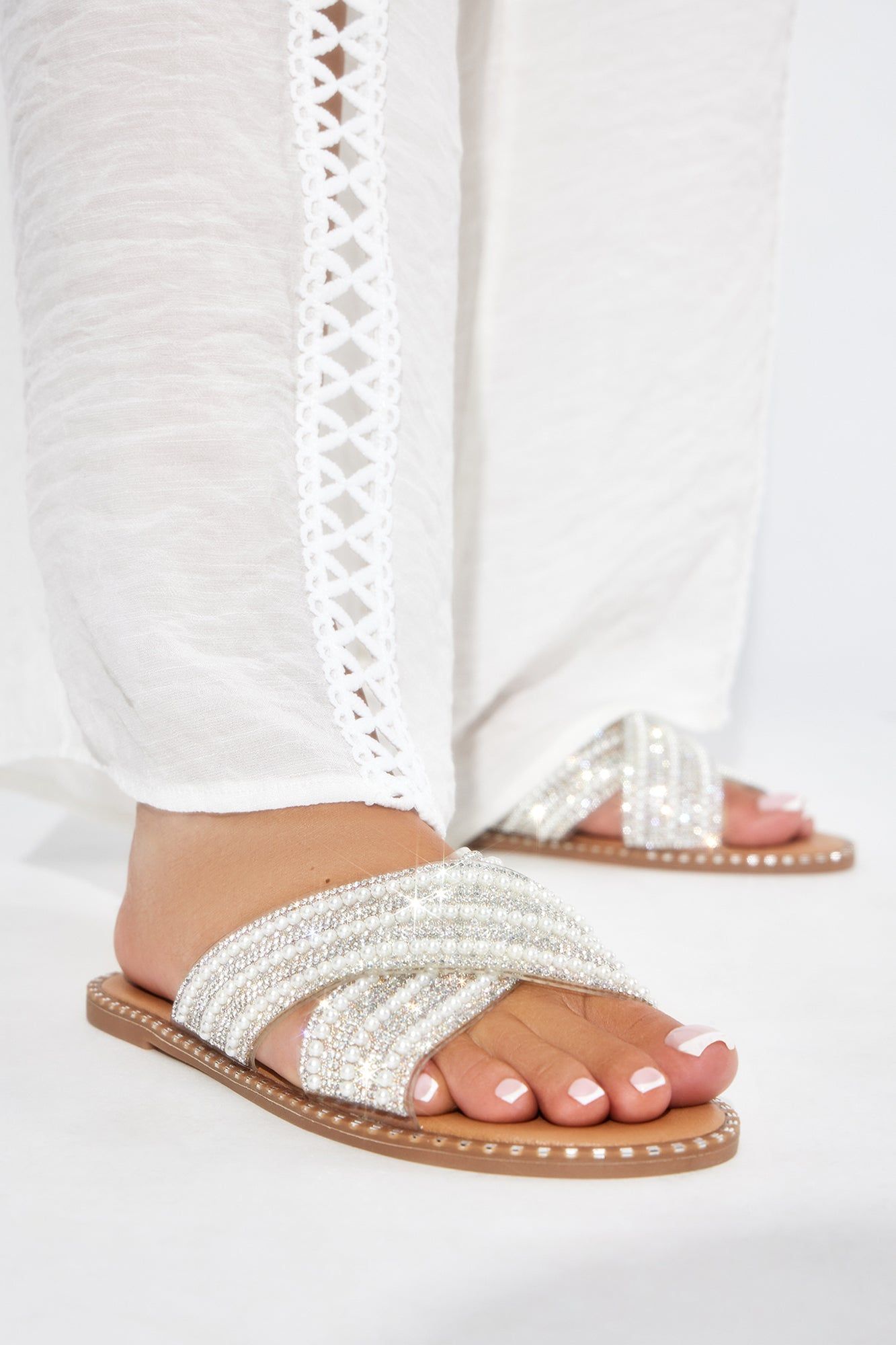Face It Again Embellished Flat Sandals - Nude sold by Fashion Nova product image thumbnail 4