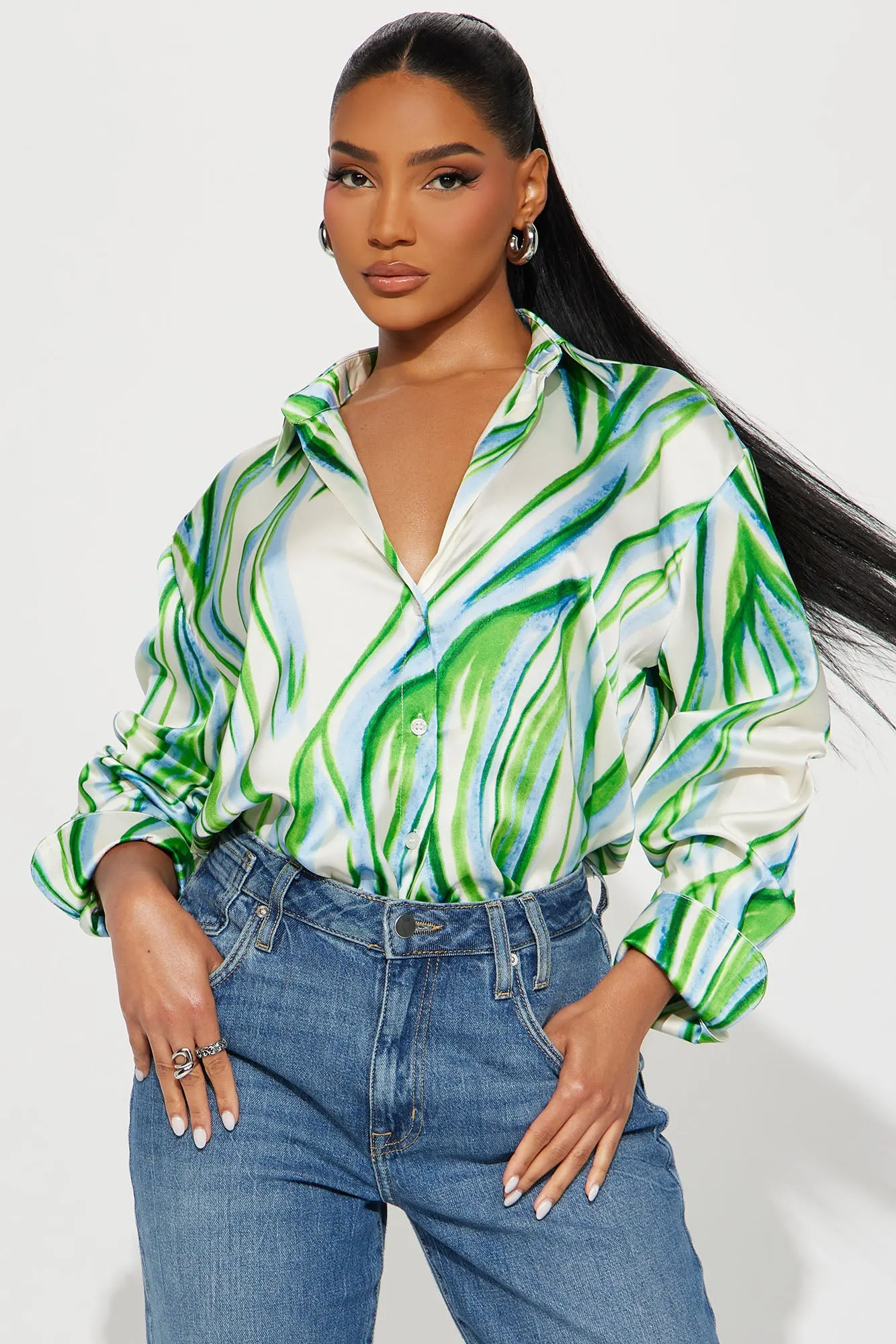 Pacifica Shirt - Green/combo sold by Fashion Nova