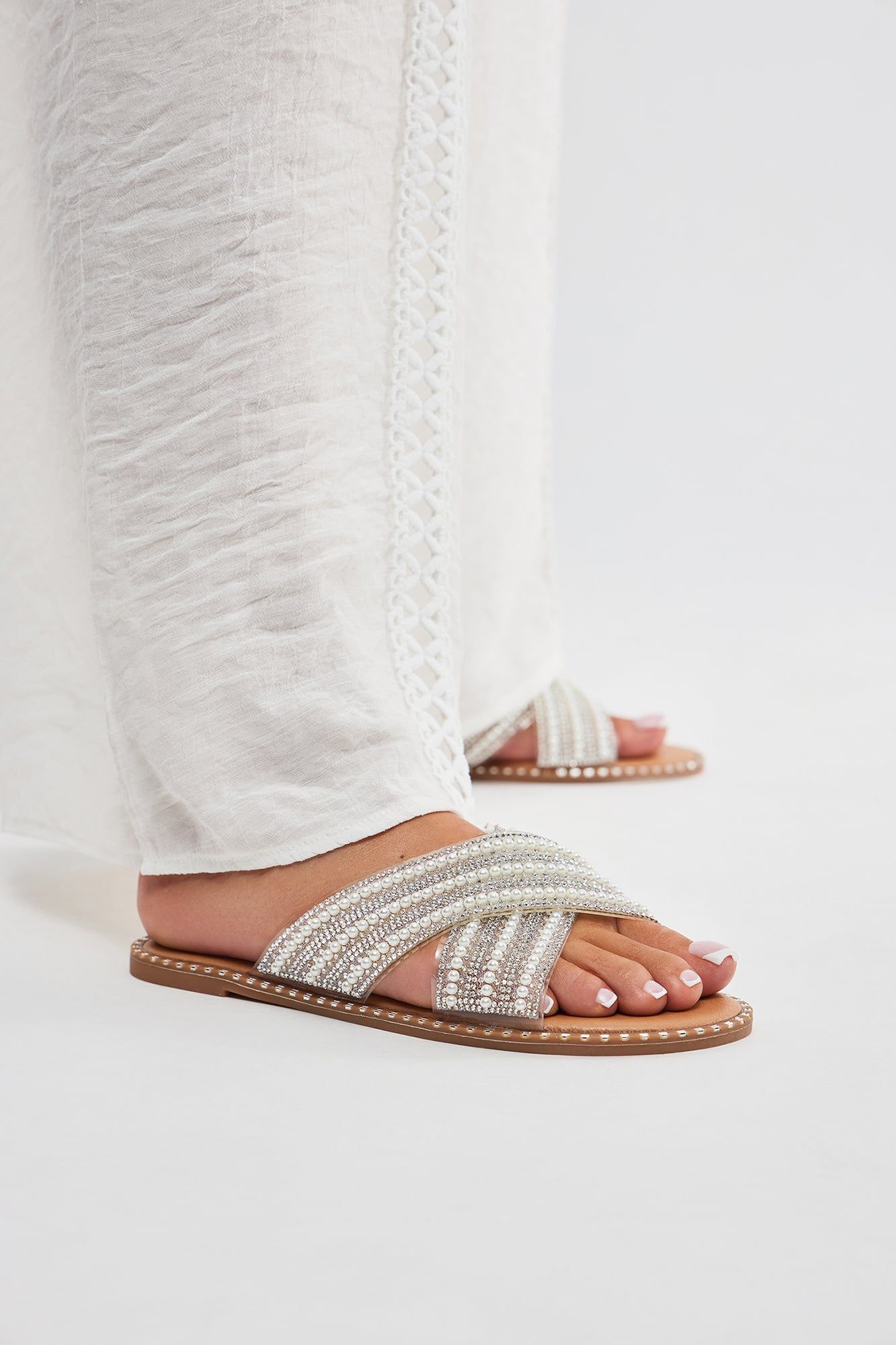 Face It Again Embellished Flat Sandals - Nude sold by Fashion Nova product image thumbnail 2