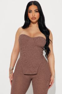 Call My Name Ribbed Pant Set - Mocha sold by Fashion Nova